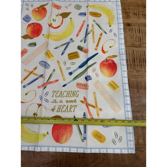 New Anthropologie "Teaching is A Work of Heart" Dish Towel 100% Cotton - Picture 6 of 8